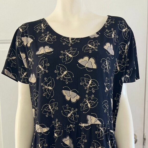 Gudrun Sjoden Woman's Organic Cotton M Black Butterfly Midi Dress Sz XL - Picture 3 of 8